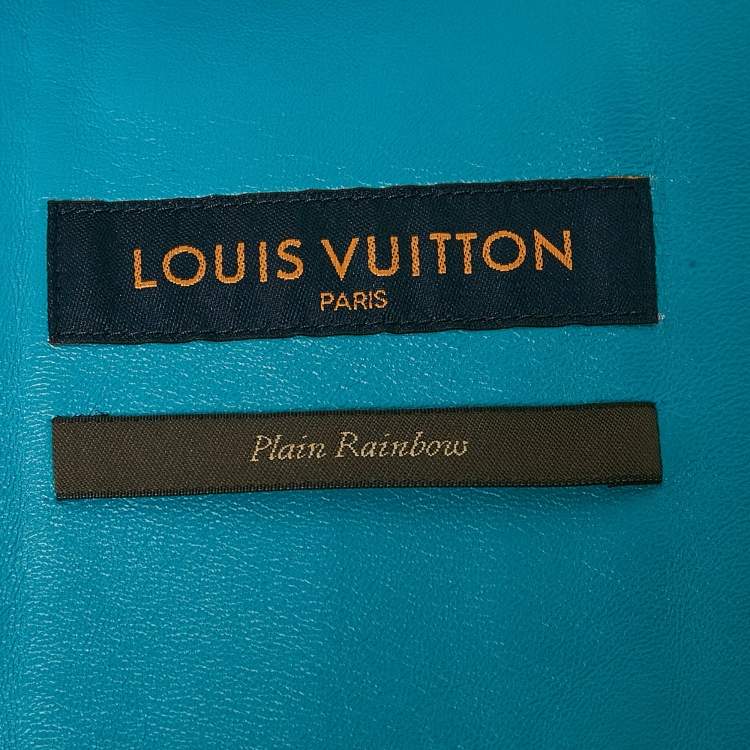 Pre Owned Louis Vuitton Lake Blue Leather Tactical Plain Rainbow Vest S