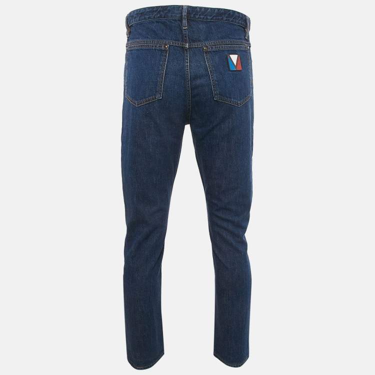 Pre Owned Louis Vuitton Blue Denim Regular Fit Jeans M Waist 32"