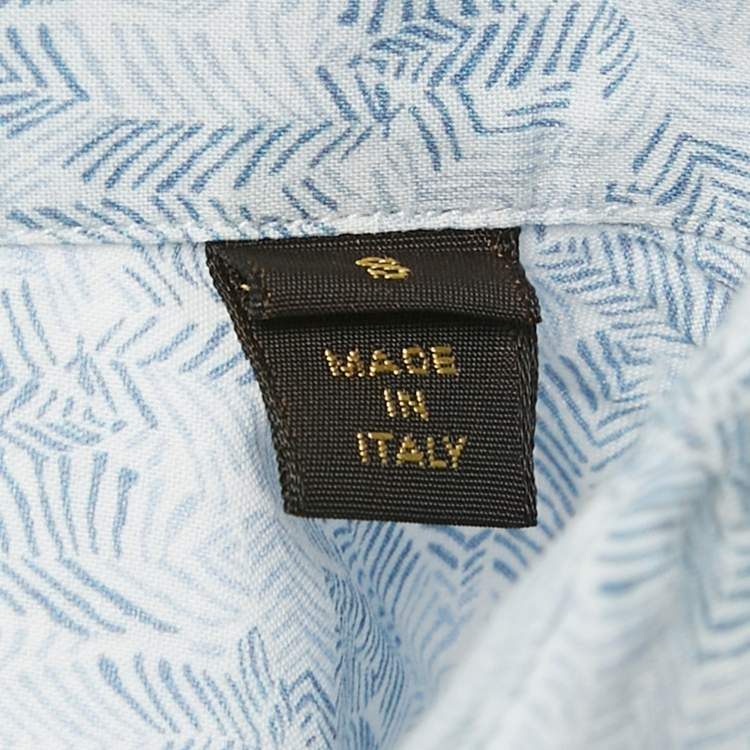 Pre Owned Louis Vuitton Blue Damier Ebene Print Cotton Button Front Shirt S