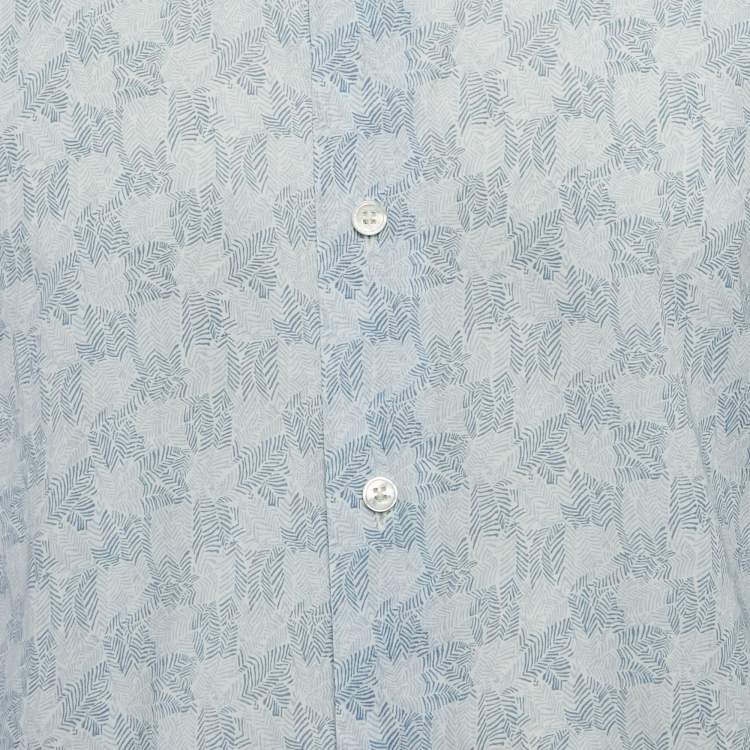 Pre Owned Louis Vuitton Blue Damier Ebene Print Cotton Button Front Shirt S