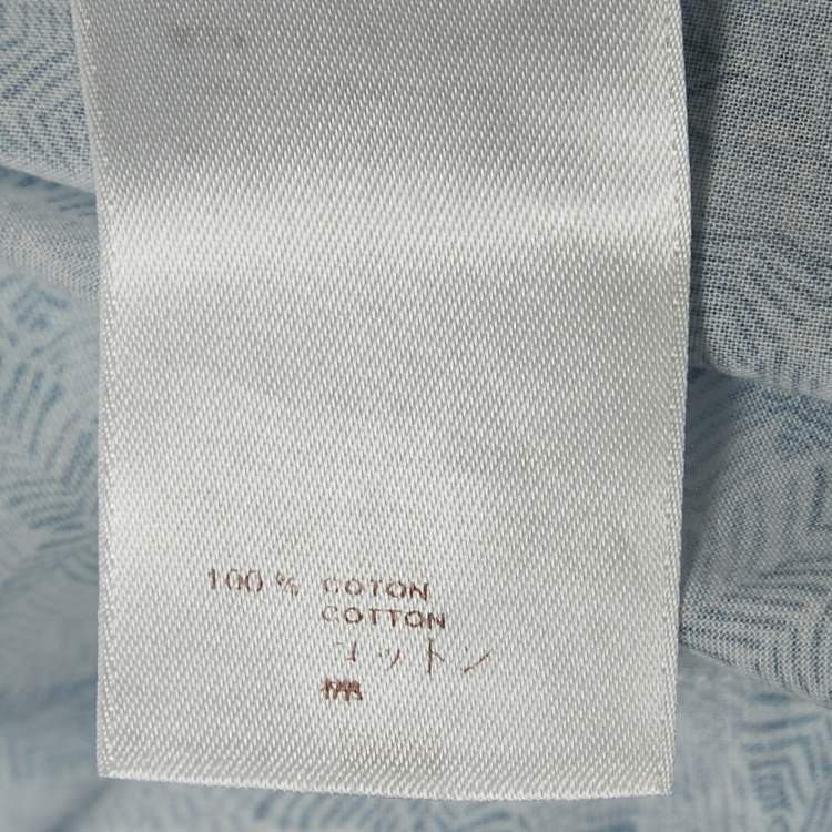 Pre Owned Louis Vuitton Blue Damier Ebene Print Cotton Button Front Shirt S
