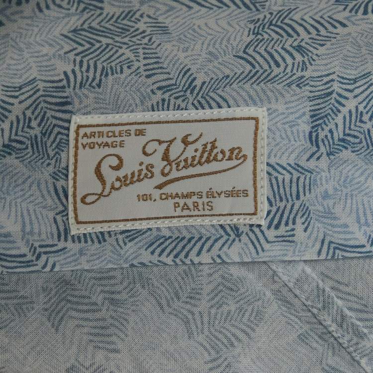 Pre Owned Louis Vuitton Blue Damier Ebene Print Cotton Button Front Shirt S