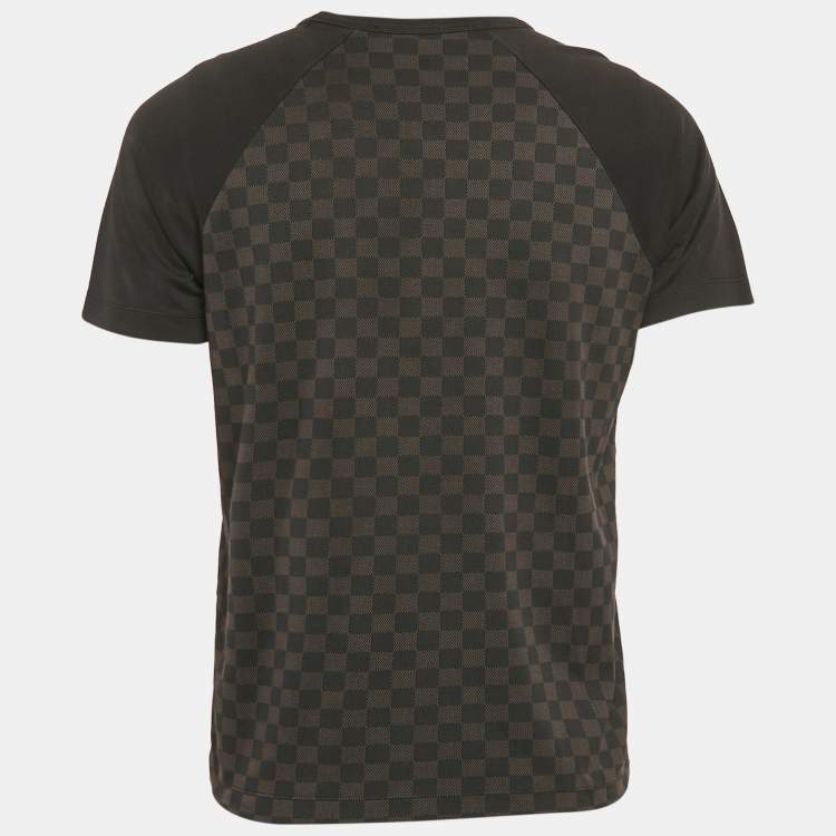 Pre Owned Louis Vuitton Brown Damier Print Jersey Crewneck T-Shirt S