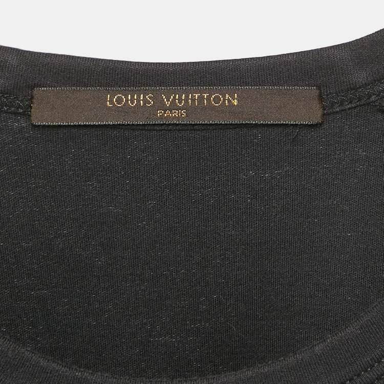 Pre Owned Louis Vuitton Brown Damier Print Jersey Crewneck T-Shirt S