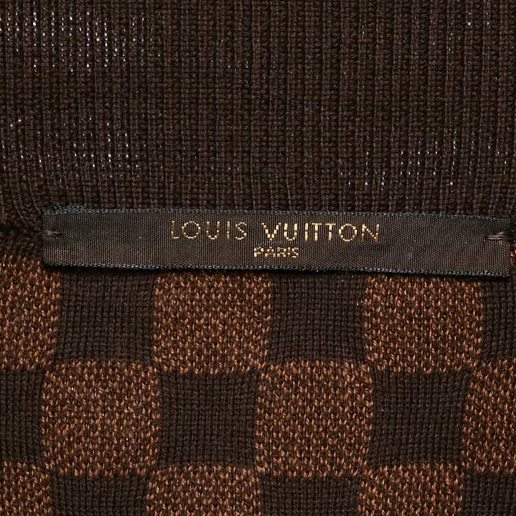 Pre Owned Louis Vuitton Brown Cotton Knit Zip-Up Jacket XL
