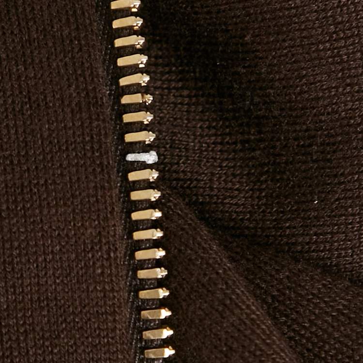 Pre Owned Louis Vuitton Brown Cotton Knit Zip-Up Jacket XL