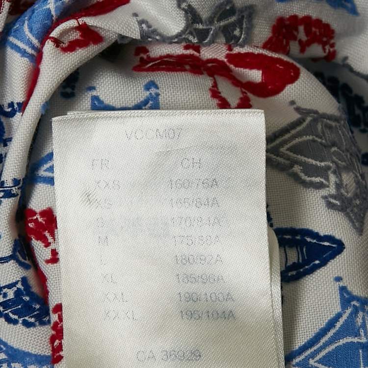 Pre Owned Louis Vuitton White Monogram Jacquard Short-Sleeve Shirt M