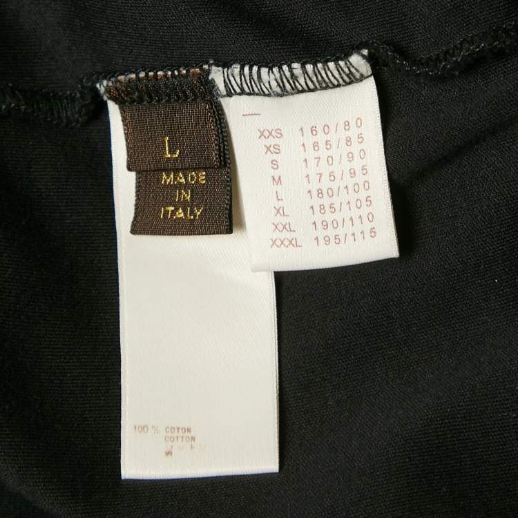 Pre Owned Louis Vuitton Black Damier Print Jersey Raglan Sleeve T-Shirt L