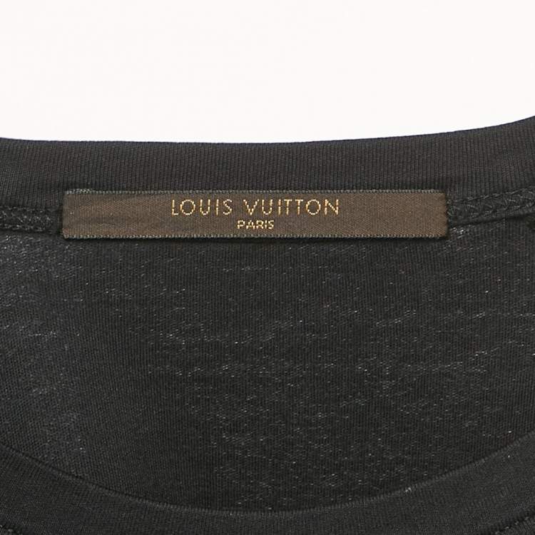 Pre Owned Louis Vuitton Black Damier Print Jersey Raglan Sleeve T-Shirt L