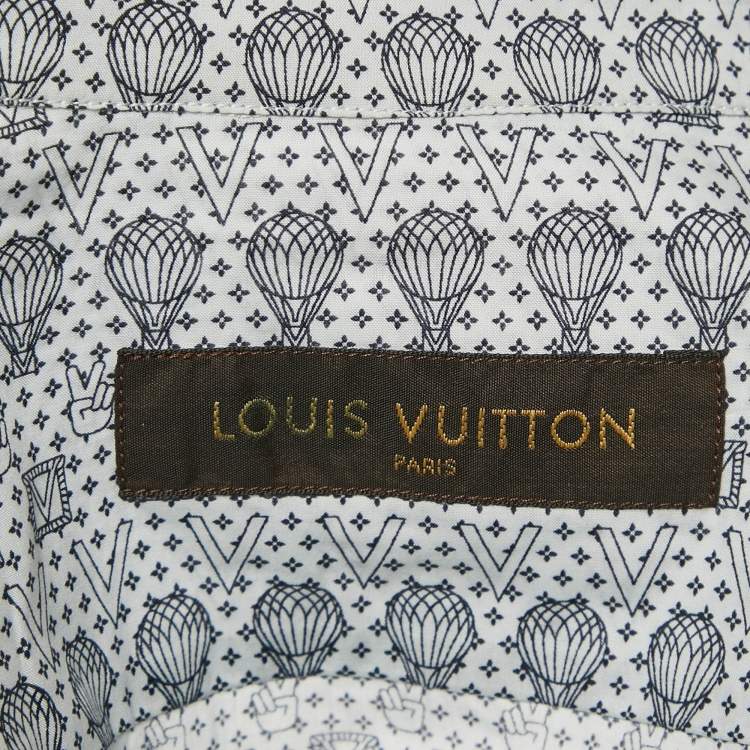 Pre Owned Louis Vuitton Blue Air Balloon Print Cotton Shirt M
