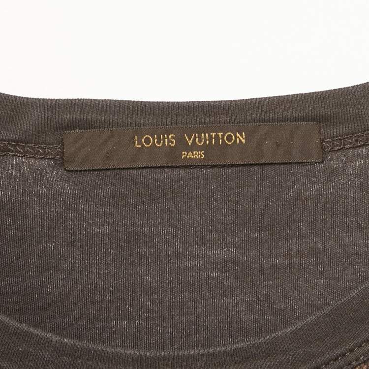 Pre Owned Louis Vuitton Brown Damier Ebene Print Jersey Long Raglan Sleeve T-Shirt M