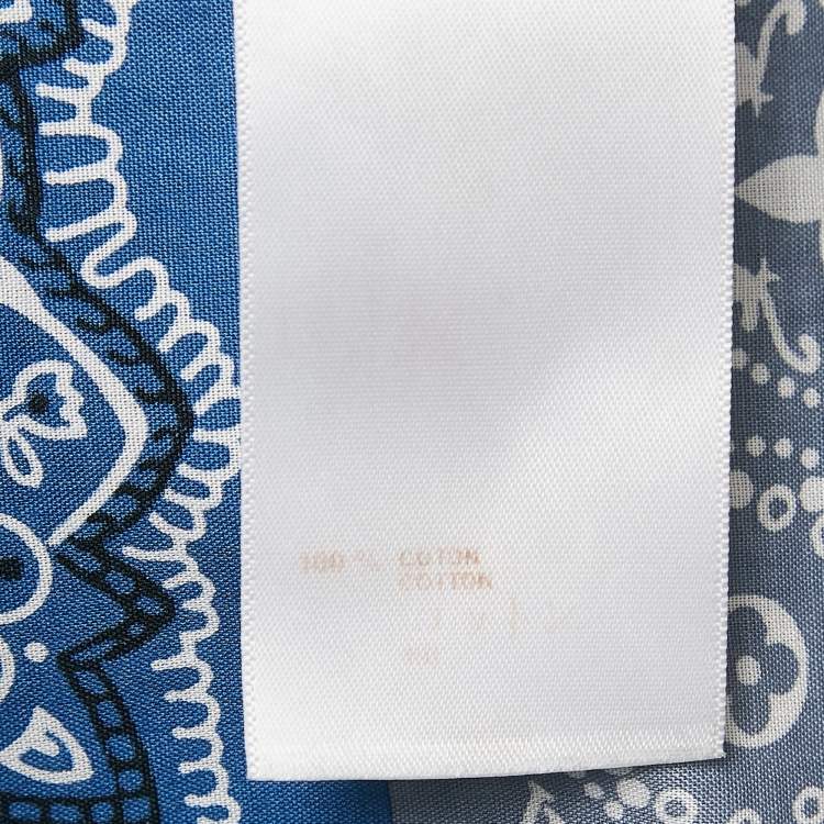 Pre Owned Louis Vuitton Blue Bandana Print Cotton Short-Sleeve Shirt S