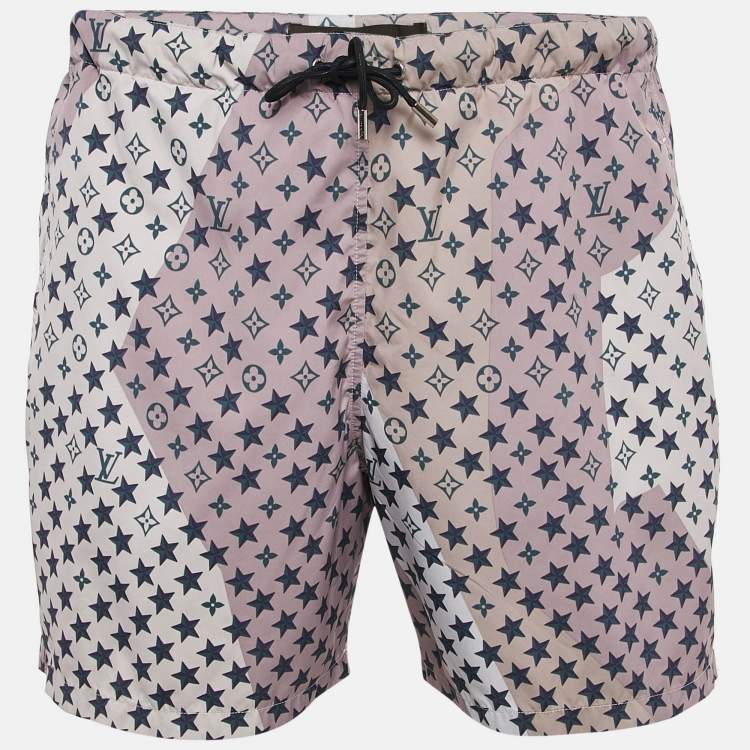 Pre Owned Louis Vuitton Pink Monogram Print Synthetic Swim Shorts M