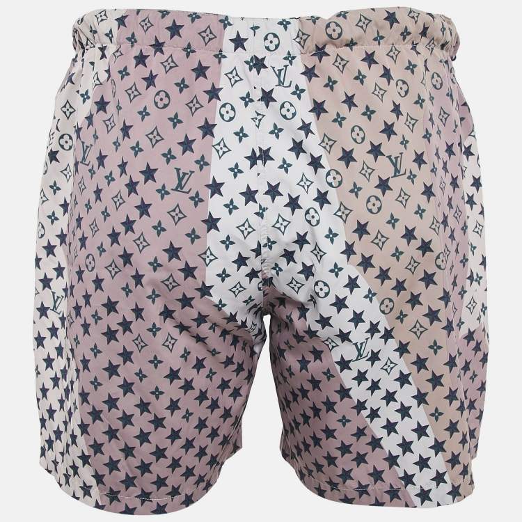 Pre Owned Louis Vuitton Pink Monogram Print Synthetic Swim Shorts M