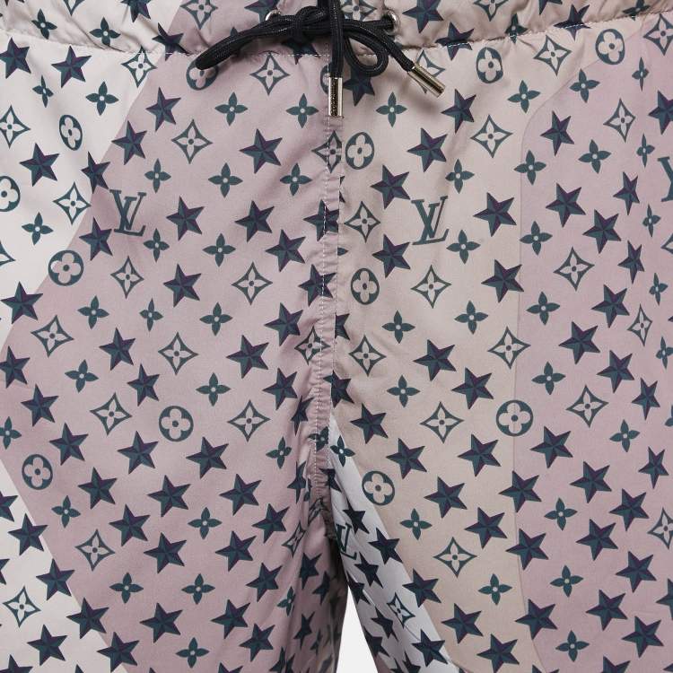 Pre Owned Louis Vuitton Pink Monogram Print Synthetic Swim Shorts M