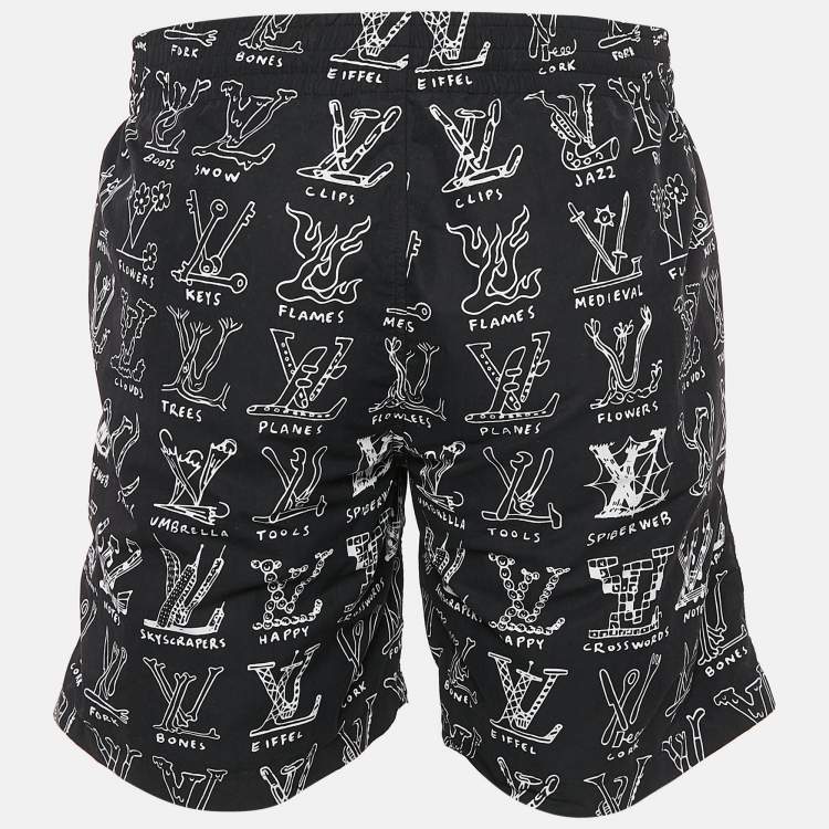 Pre Owned Louis Vuitton Black LV Cartoons Board Swim Shorts M