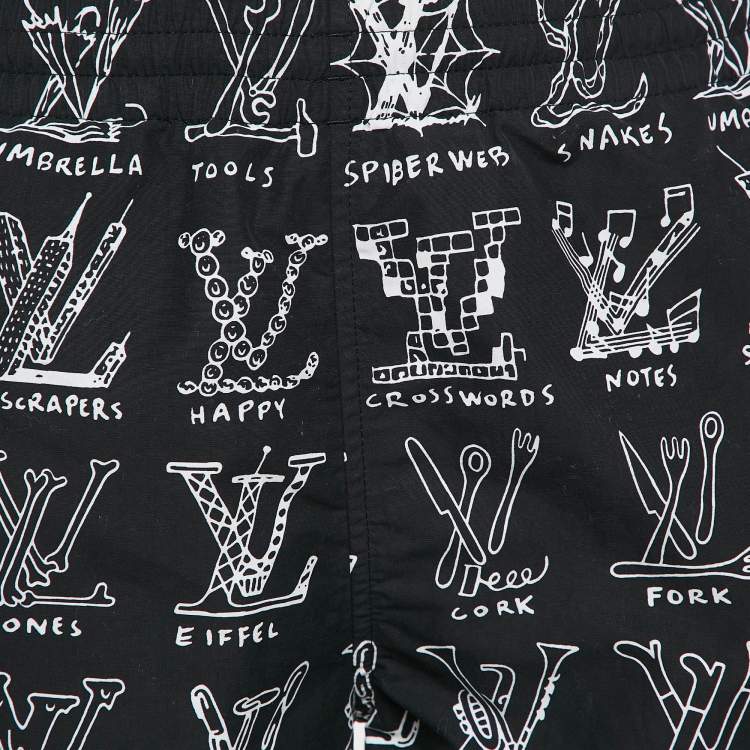 Pre Owned Louis Vuitton Black LV Cartoons Board Swim Shorts M