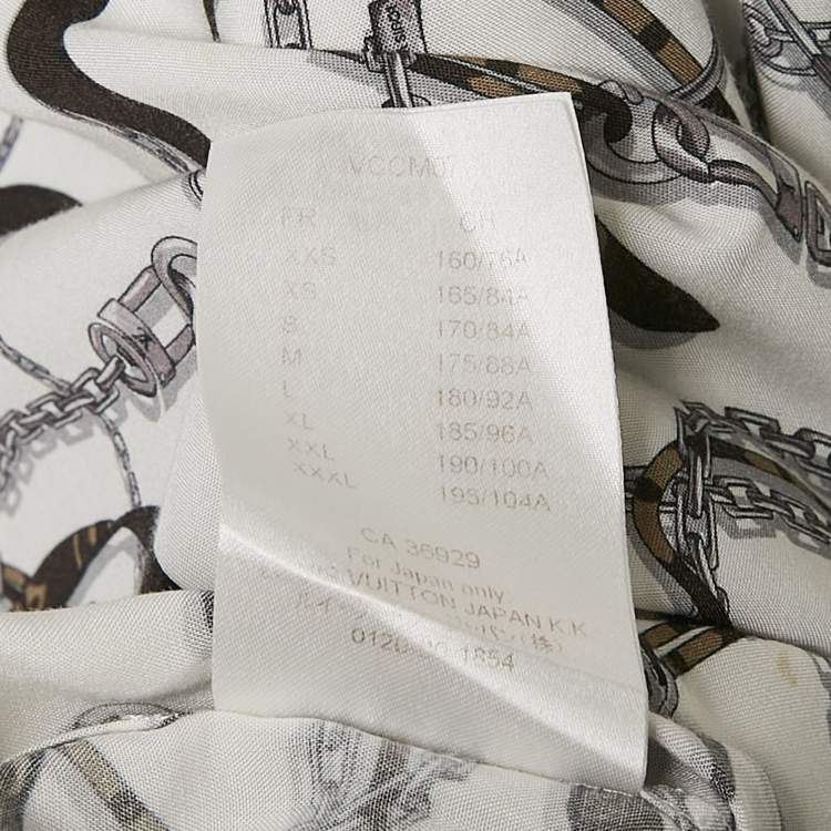 Pre Owned Louis Vuitton White Chain and Belt Print Crepe Shirt M