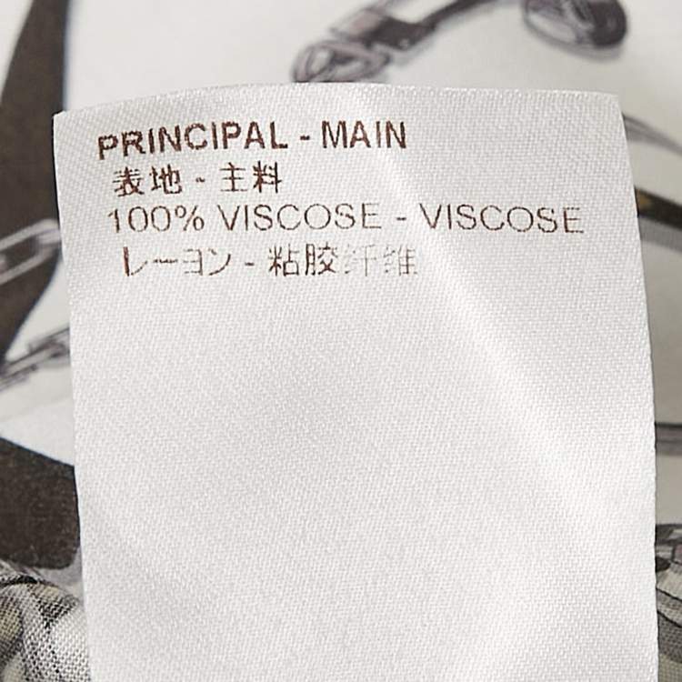Pre Owned Louis Vuitton White Chain and Belt Print Crepe Shirt M
