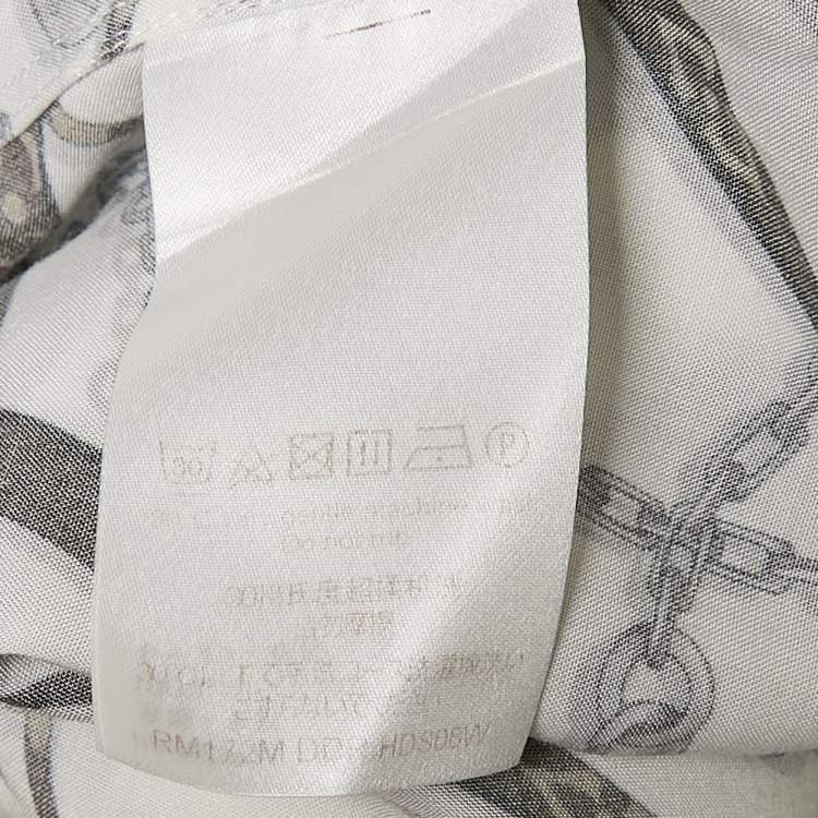 Pre Owned Louis Vuitton White Chain and Belt Print Crepe Shirt M