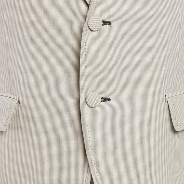 Pre Owned Louis Vuitton Beige Patterned Cotton Single Breasted Blazer L