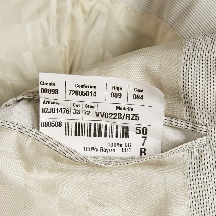 Pre Owned Louis Vuitton Beige Patterned Cotton Single Breasted Blazer L