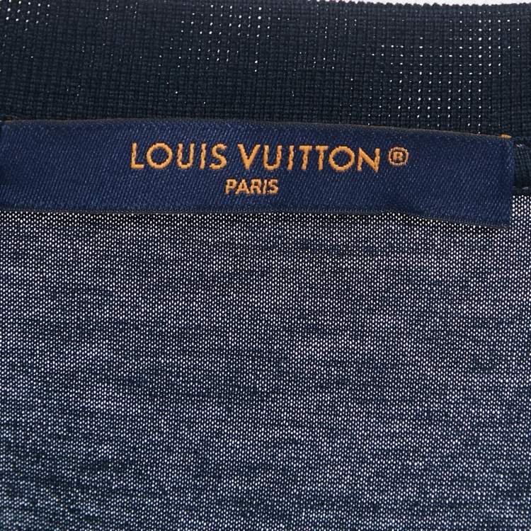 Pre Owned Louis Vuitton Navy Blue Jersey Crewneck T-Shirt L