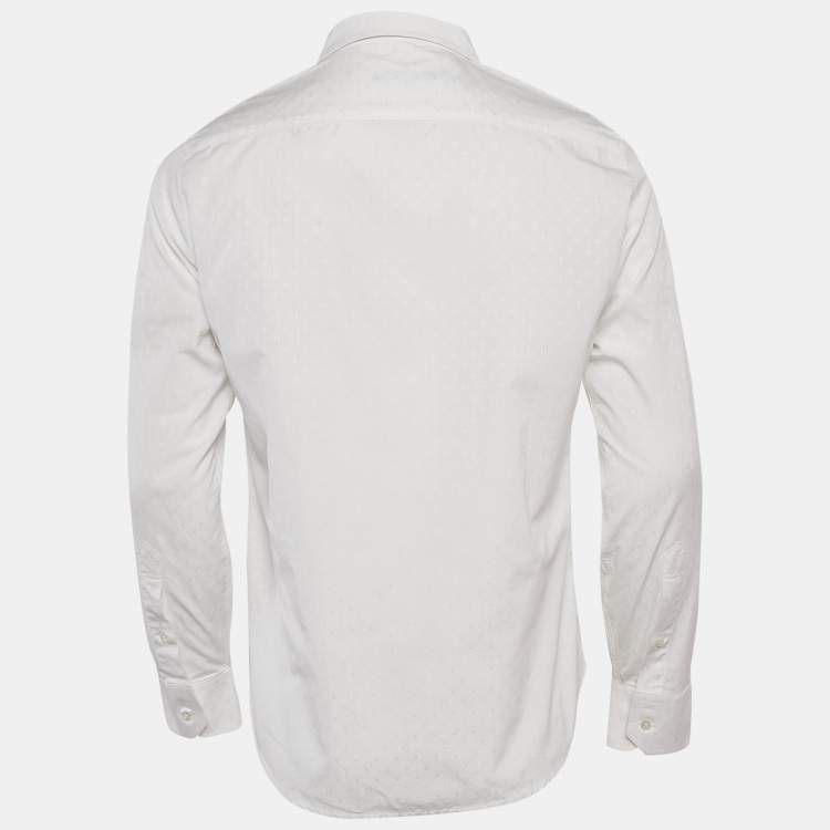 Pre Owned Louis Vuitton White Logo Monogram Cotton Long Sleeve Shirt M