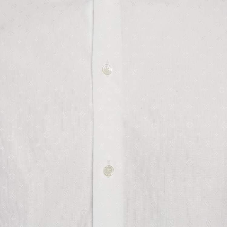 Pre Owned Louis Vuitton White Logo Monogram Cotton Long Sleeve Shirt M