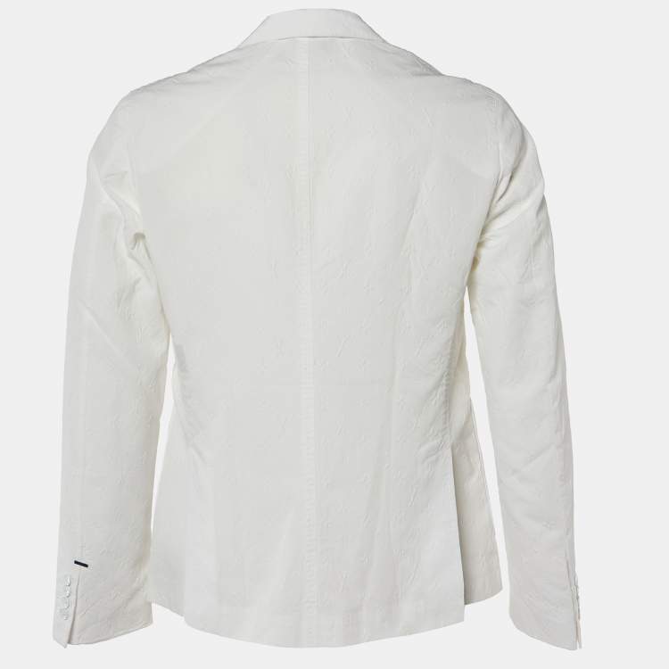 Pre Owned Louis Vuitton White Monogram Cotton Napolitana Jacket L