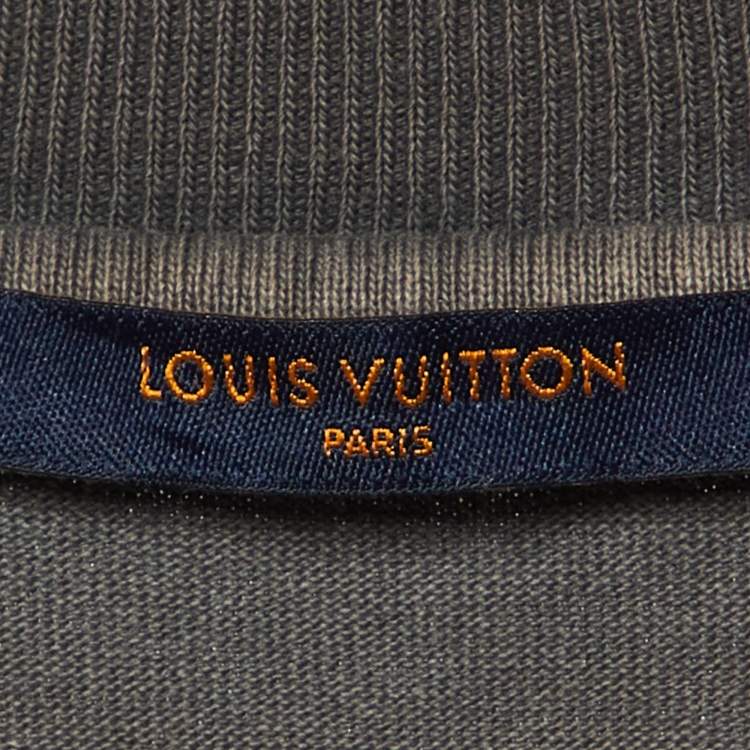 Pre Owned Louis Vuitton Charcoal Grey Cotton Crew Neck T-Shirt M