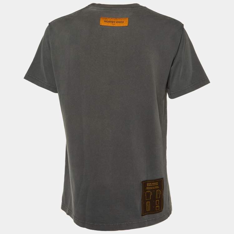 Pre Owned Louis Vuitton Charcoal Grey Cotton Crew Neck T-Shirt M