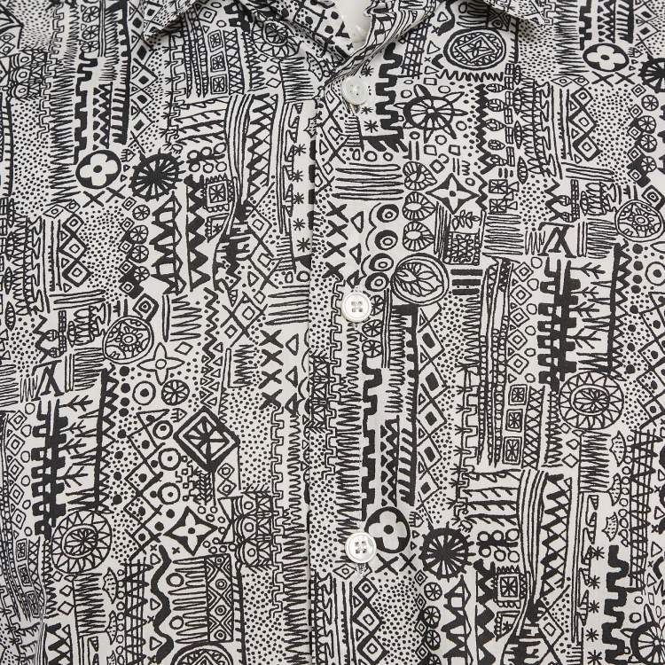 Pre Owned Louis Vuitton Black/White Printed Cotton Button Front Totem Shirt M