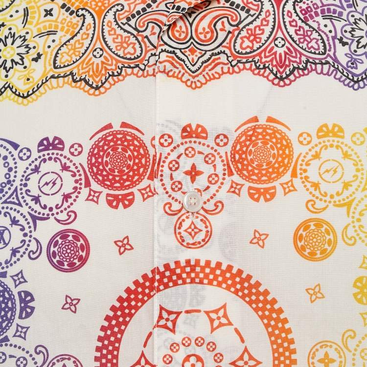 Pre Owned Louis Vuitton x Fragment Design Multicolor Bandana Print Cotton Short Sleeve Shirt M
