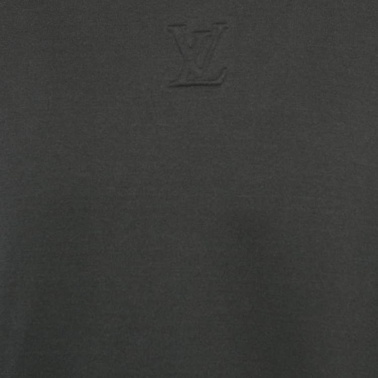 Pre Owned Louis Vuitton Black Cotton Logo Embossed Crew Neck T-Shirt XL