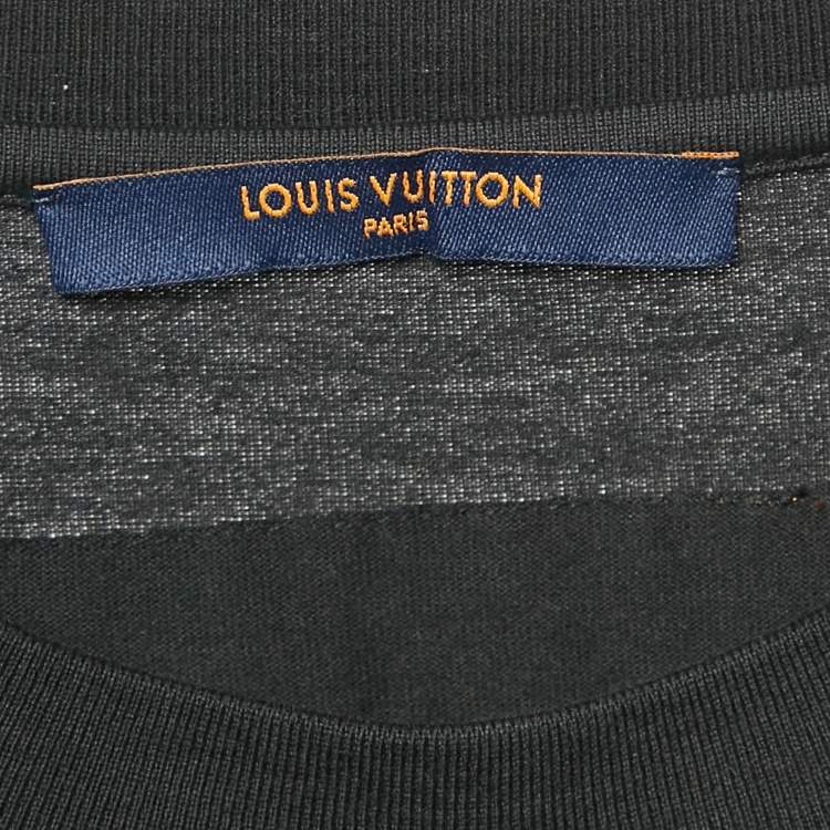 Pre Owned Louis Vuitton Black Cotton Logo Embossed Crew Neck T-Shirt XL