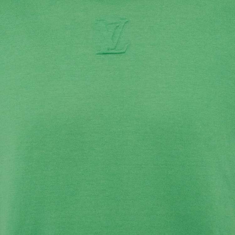 Pre Owned Louis Vuitton Green LV Embossed Jersey Crewneck T-Shirt XL