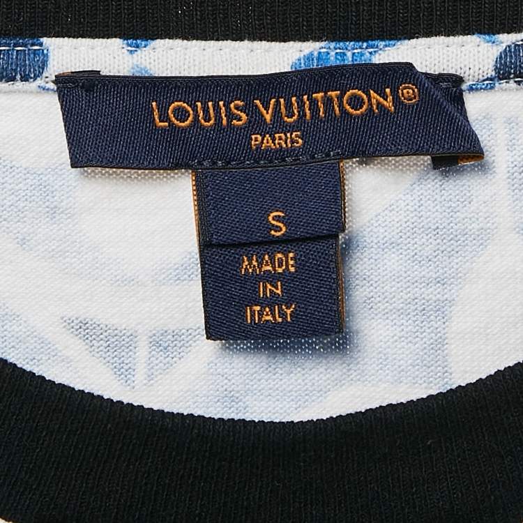 Pre Owned Louis Vuitton Blue Mix Monogram Print Cotton Crew Neck T-Shirt S