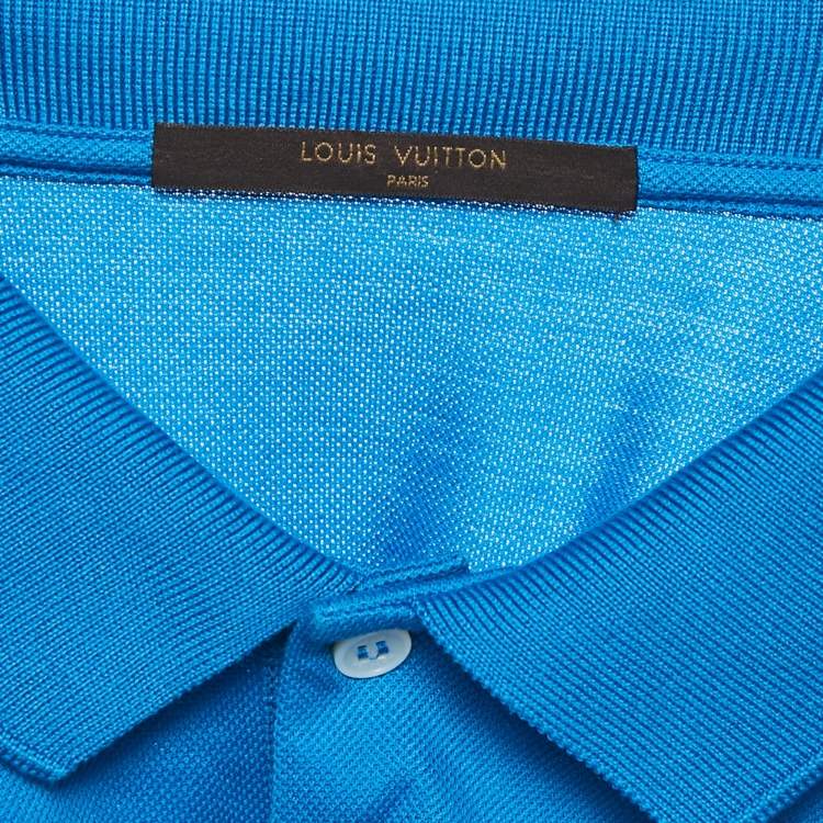 Pre Owned Louis Vuitton Blue Cotton Pique Polo T-Shirt L