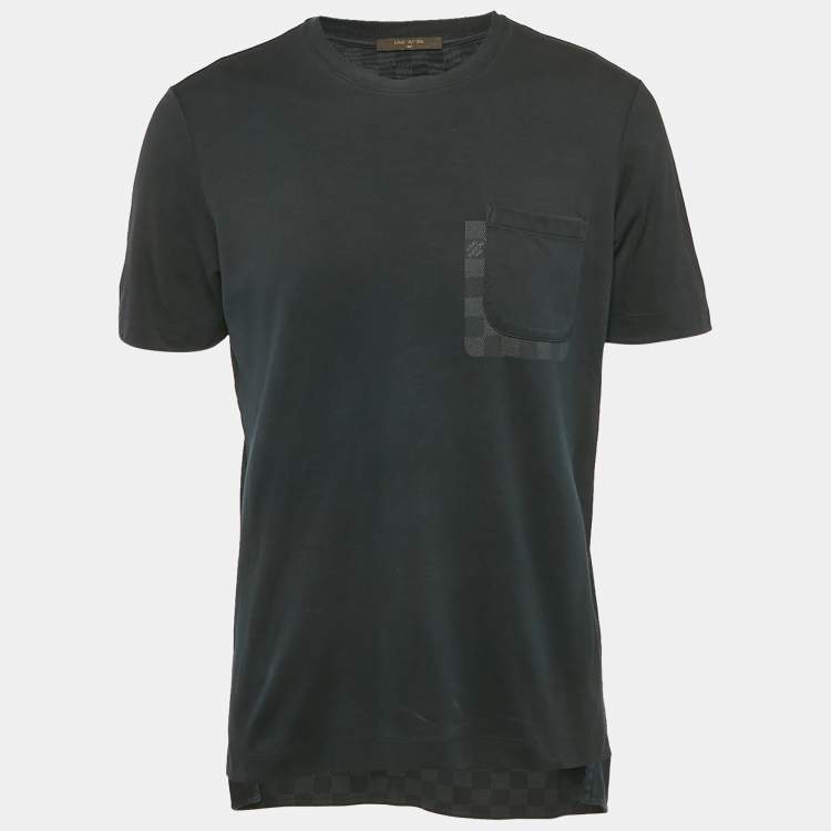 Pre Owned Louis Vuitton Black Cotton Pocket Detail Crew Neck T-Shirt M