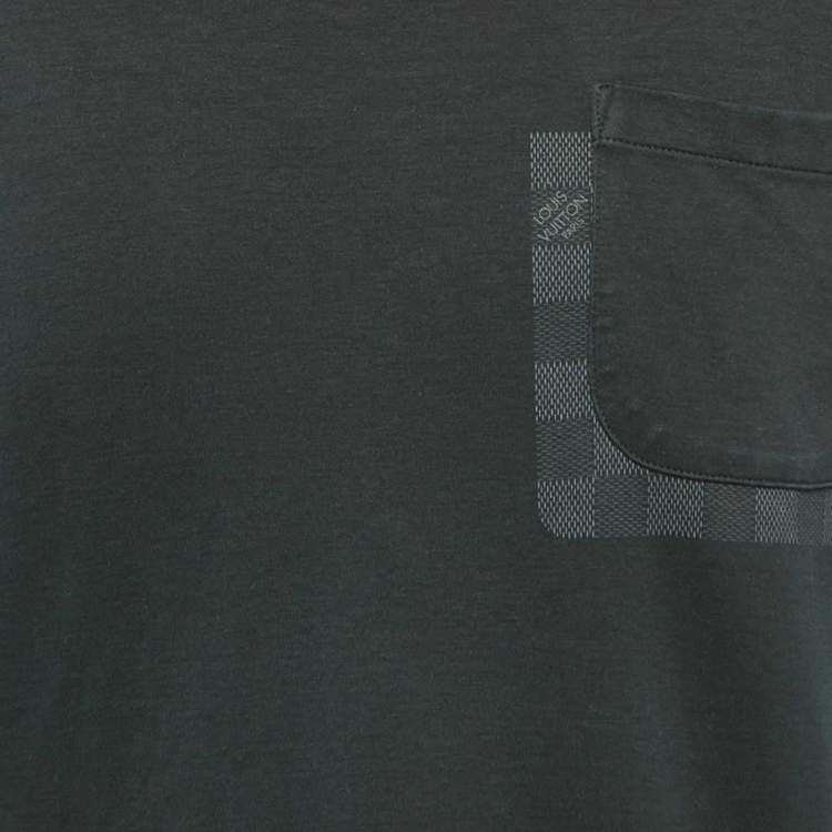 Pre Owned Louis Vuitton Black Cotton Pocket Detail Crew Neck T-Shirt M
