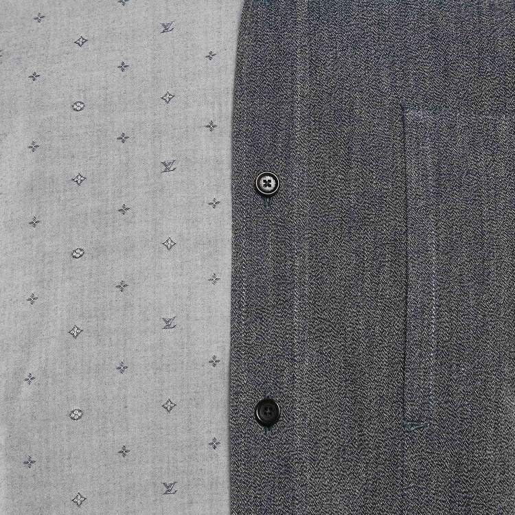 Pre Owned Louis Vuitton Blue Monogram Cotton Long Sleeve Shirt L
