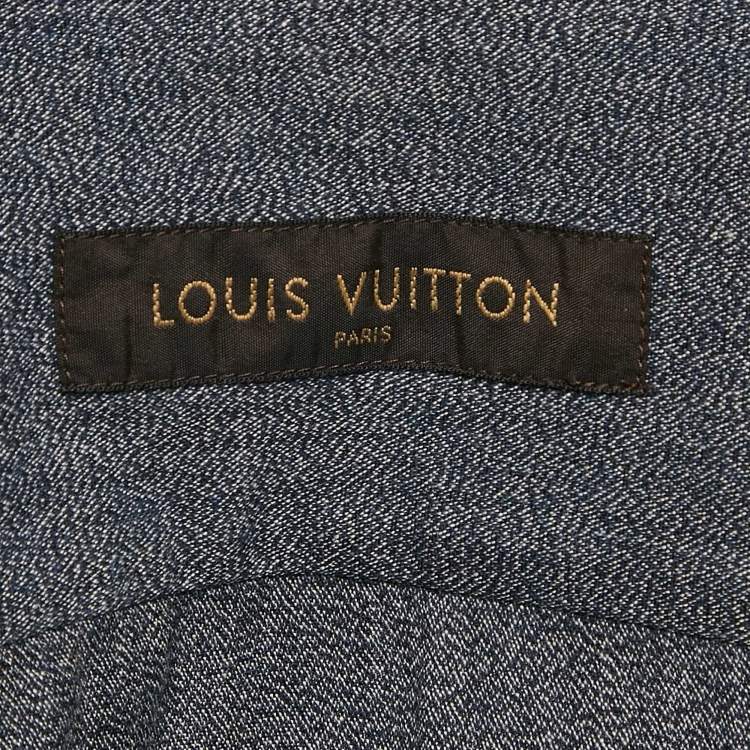 Pre Owned Louis Vuitton Blue Monogram Cotton Long Sleeve Shirt L