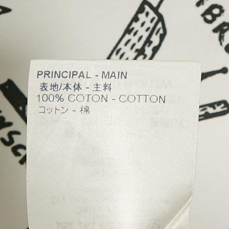 Pre Owned Louis Vuitton White Logo Print Cotton Button Front Shirt L