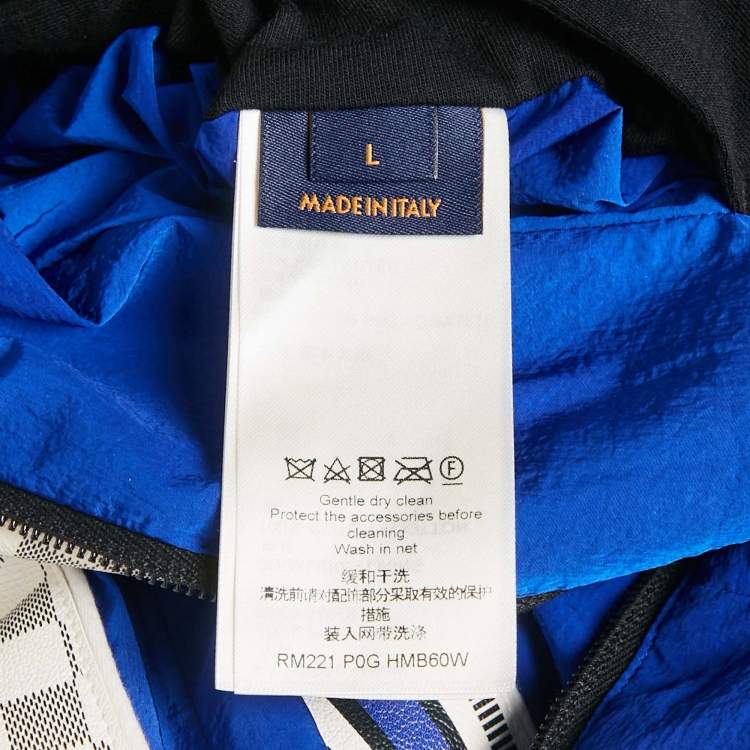 Pre Owned Louis Vuitton Blue Nylon Damier Azur Pattern Amen Break Jacket L
