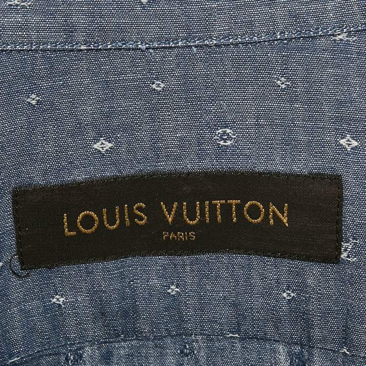 Pre Owned Louis Vuitton Blue Monogram Denim Button Front Shirt L