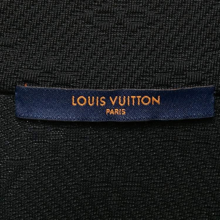 Pre Owned Louis Vuitton Black Monogram Textured Knit Zip Up Jacket S