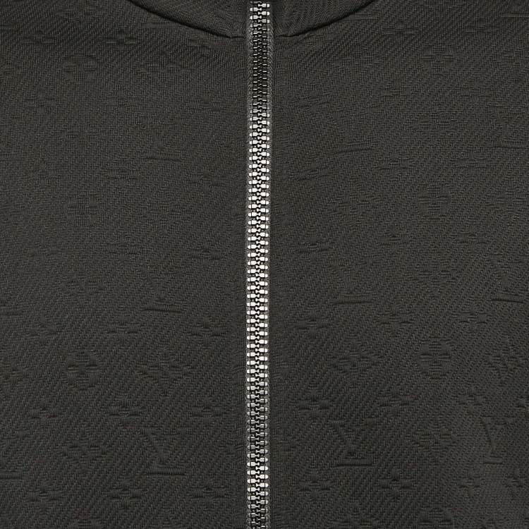 Pre Owned Louis Vuitton Black Monogram Textured Knit Zip Up Jacket S