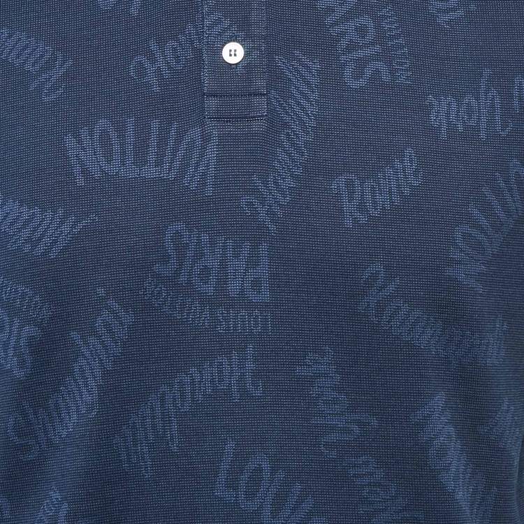 Pre Owned Louis Vuitton Blue Logo Print Cotton Pique Polo T-Shirt L