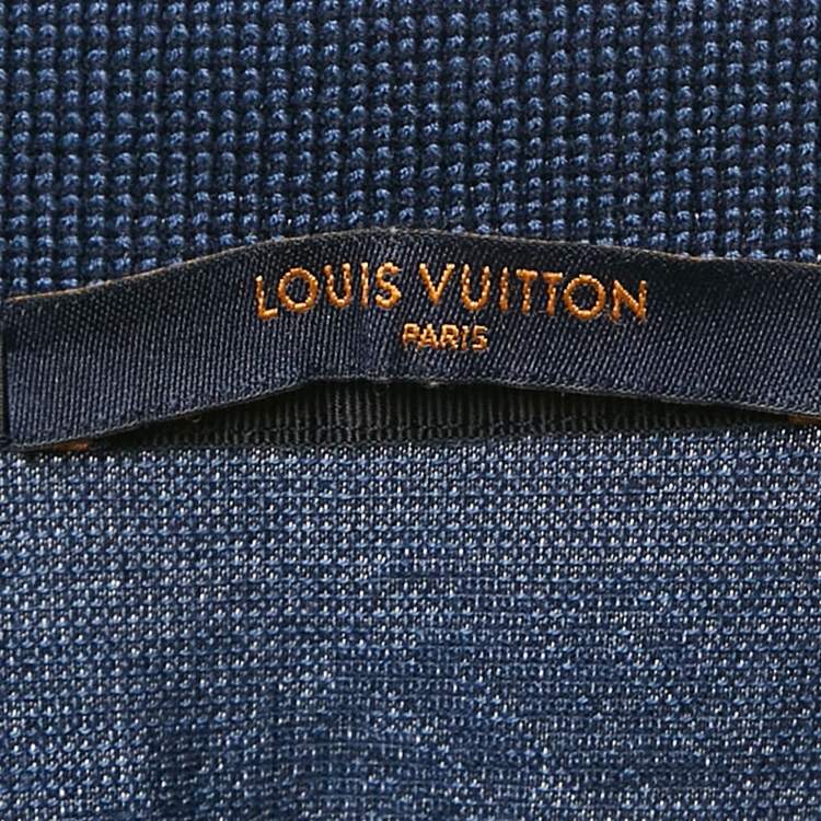 Pre Owned Louis Vuitton Blue Logo Print Cotton Pique Polo T-Shirt L